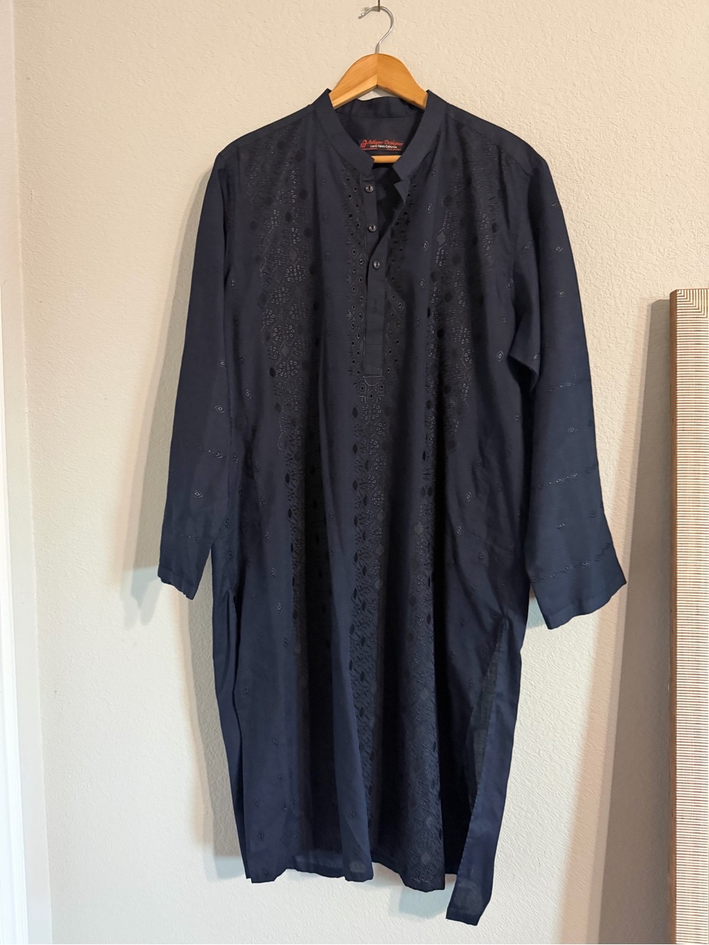 Embroidered Navy Tunic Dress